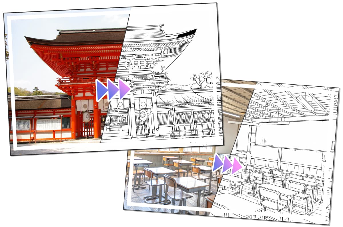 写真背景変換AIのビフォーアフター - 被写体を保ったまま背景を調和的に置き換えた例